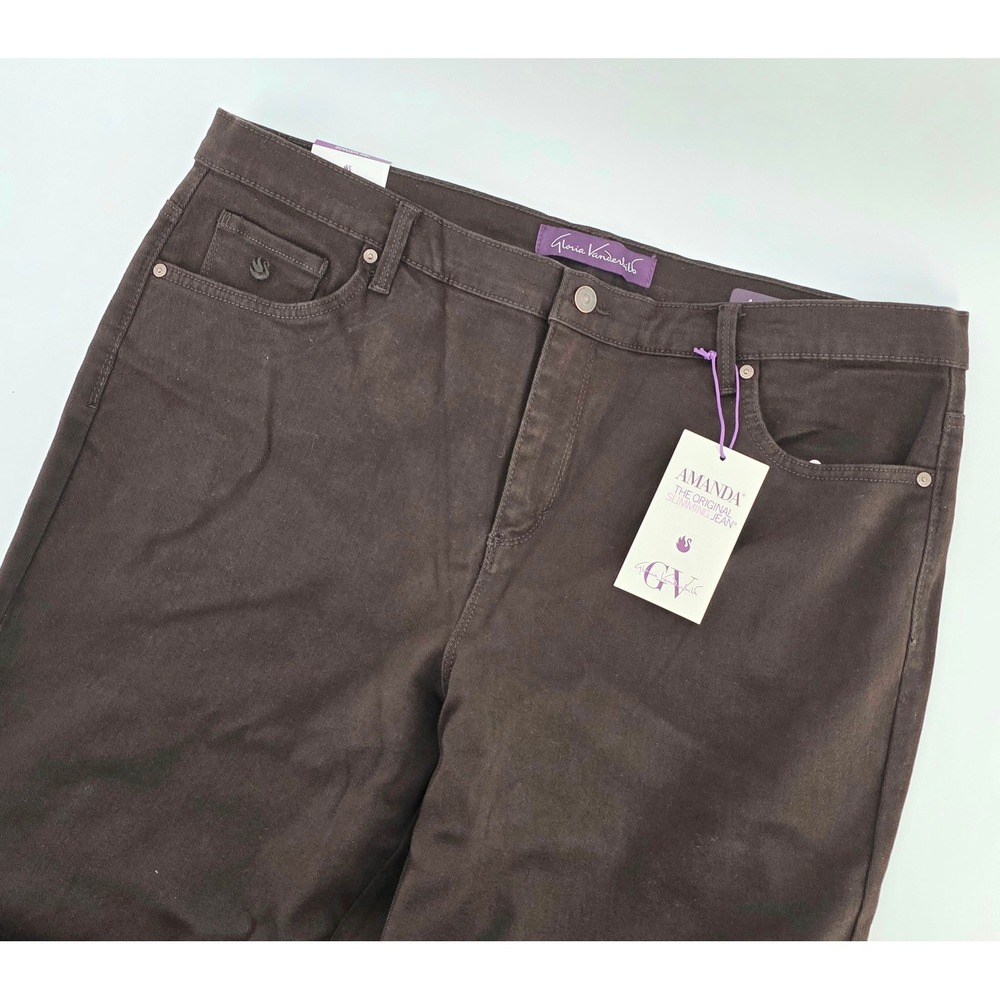 Gloria Vanderbilt Jeans Womens Size 18W Amanda Dark Academia Brown Slimming NWT